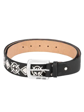 Men Black Leather Belt