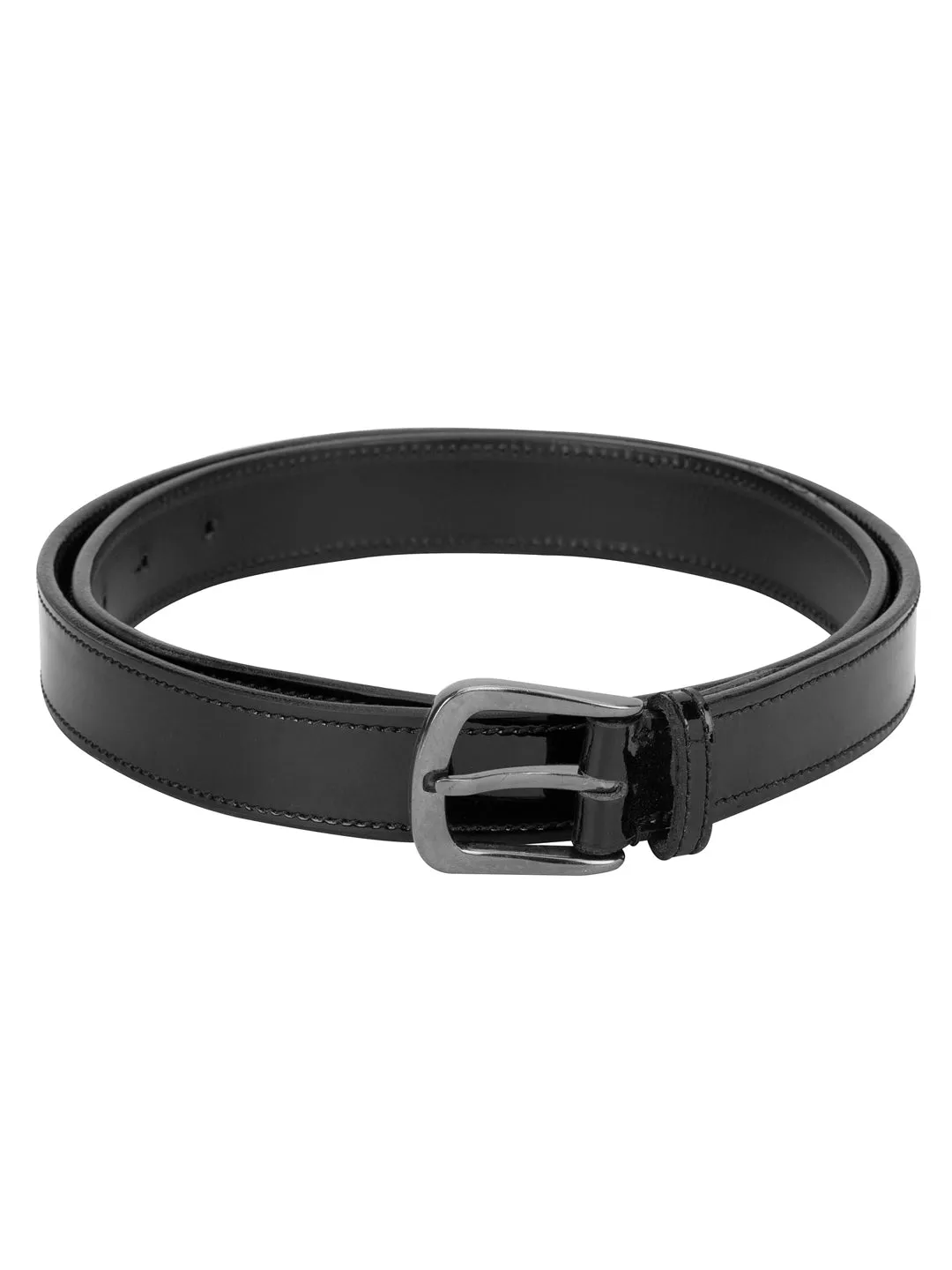 Men Black Solid Leather Belt