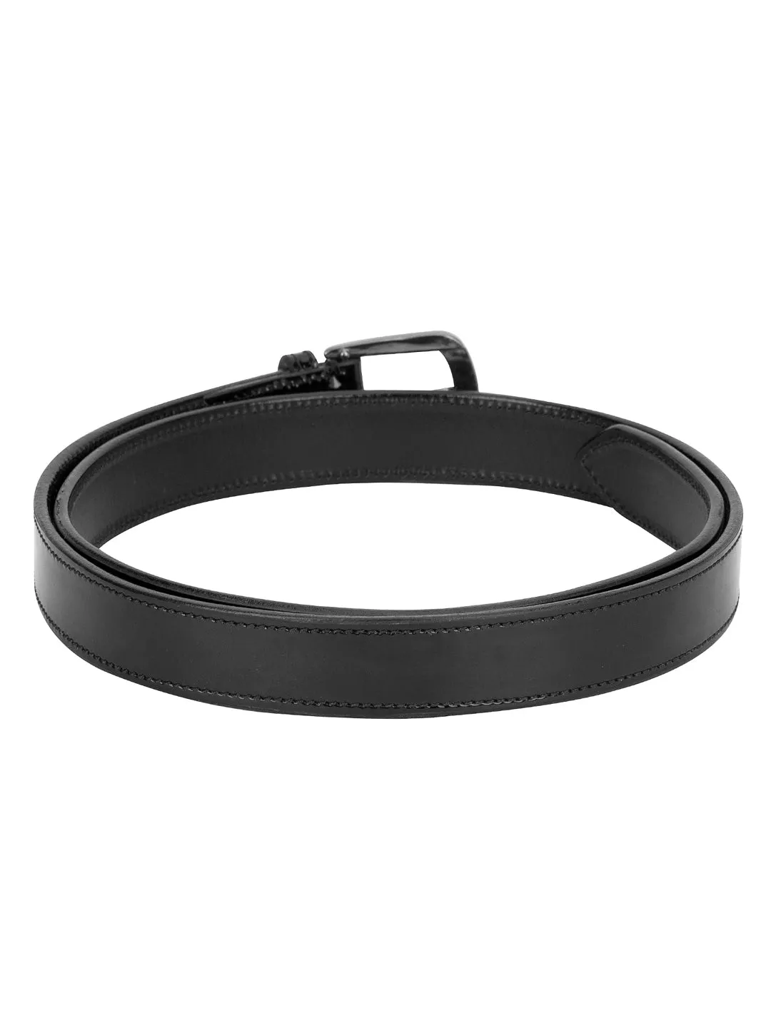 Men Black Solid Leather Belt