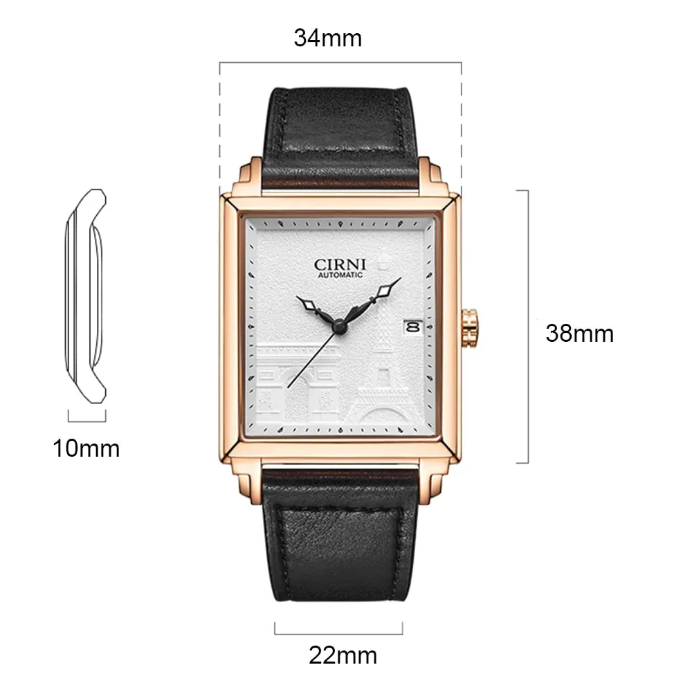 Men's Business Rectangle Automatic Self-wind Mechanical Wristwatches