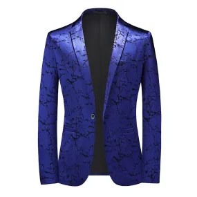 Men's Casual Polyester Bridegroom Printed Slim Suit Casual Blazer