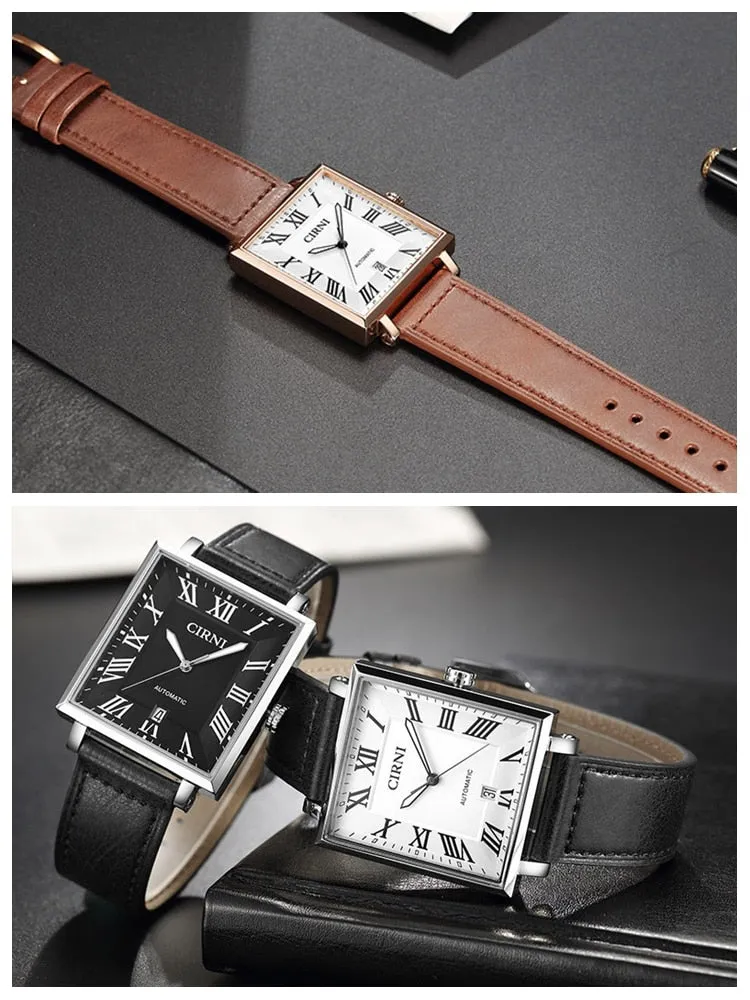 Men's Luxury Rectangle Business Automatic Movement Mechanical Wristwatches