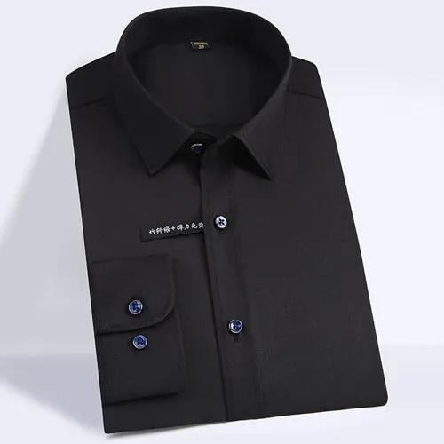 Men's Solid Color Pocketless Regular Fit Non-Iron Long Sleeve Shirts