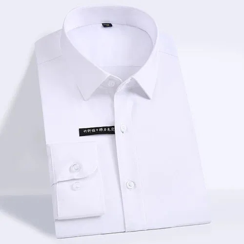 Men's Solid Color Pocketless Regular Fit Non-Iron Long Sleeve Shirts