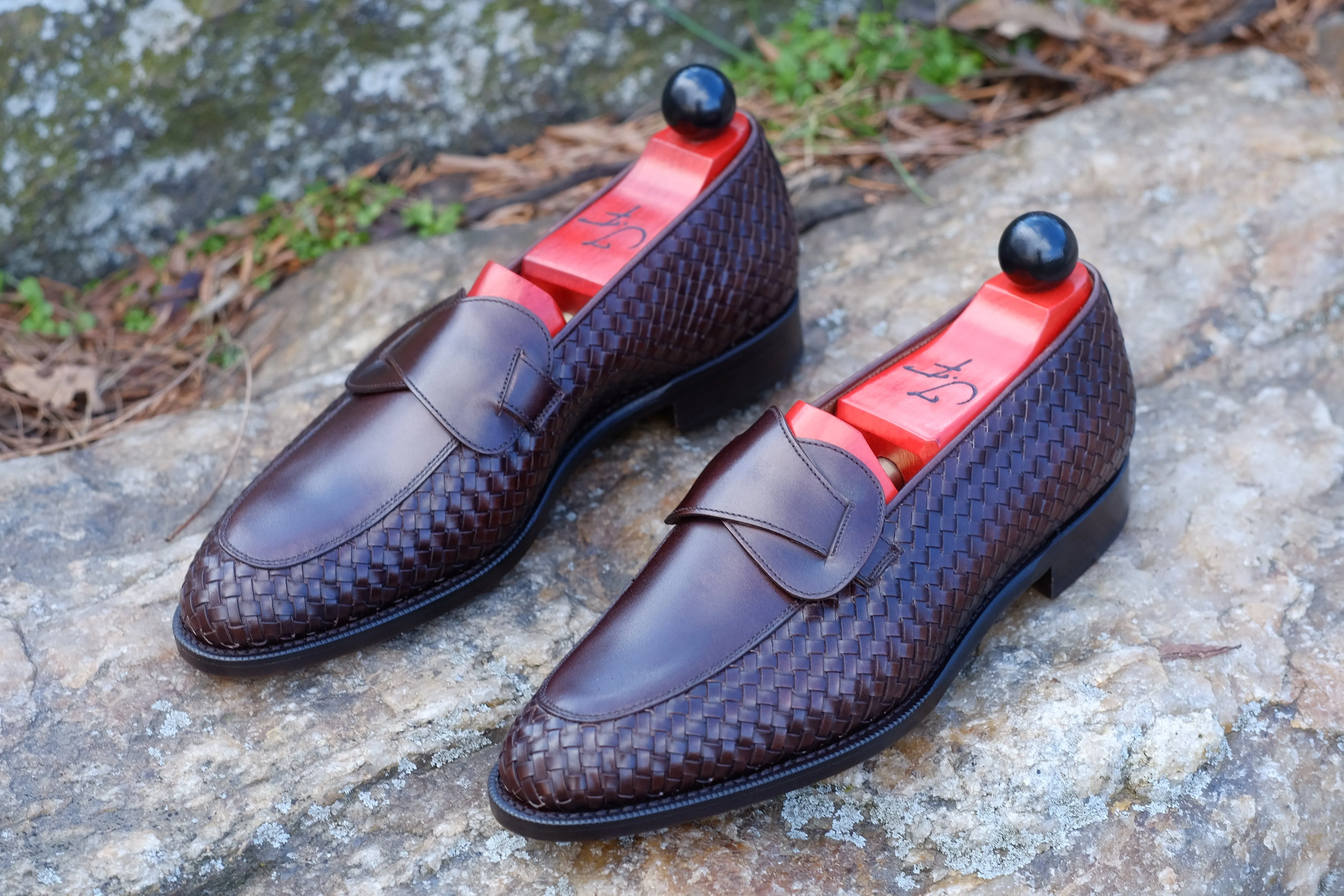 Meridian - MTO - Dark Chestnut Calf / Dark Chestnut Calf Braided - TMG Last - Single Leather Sole