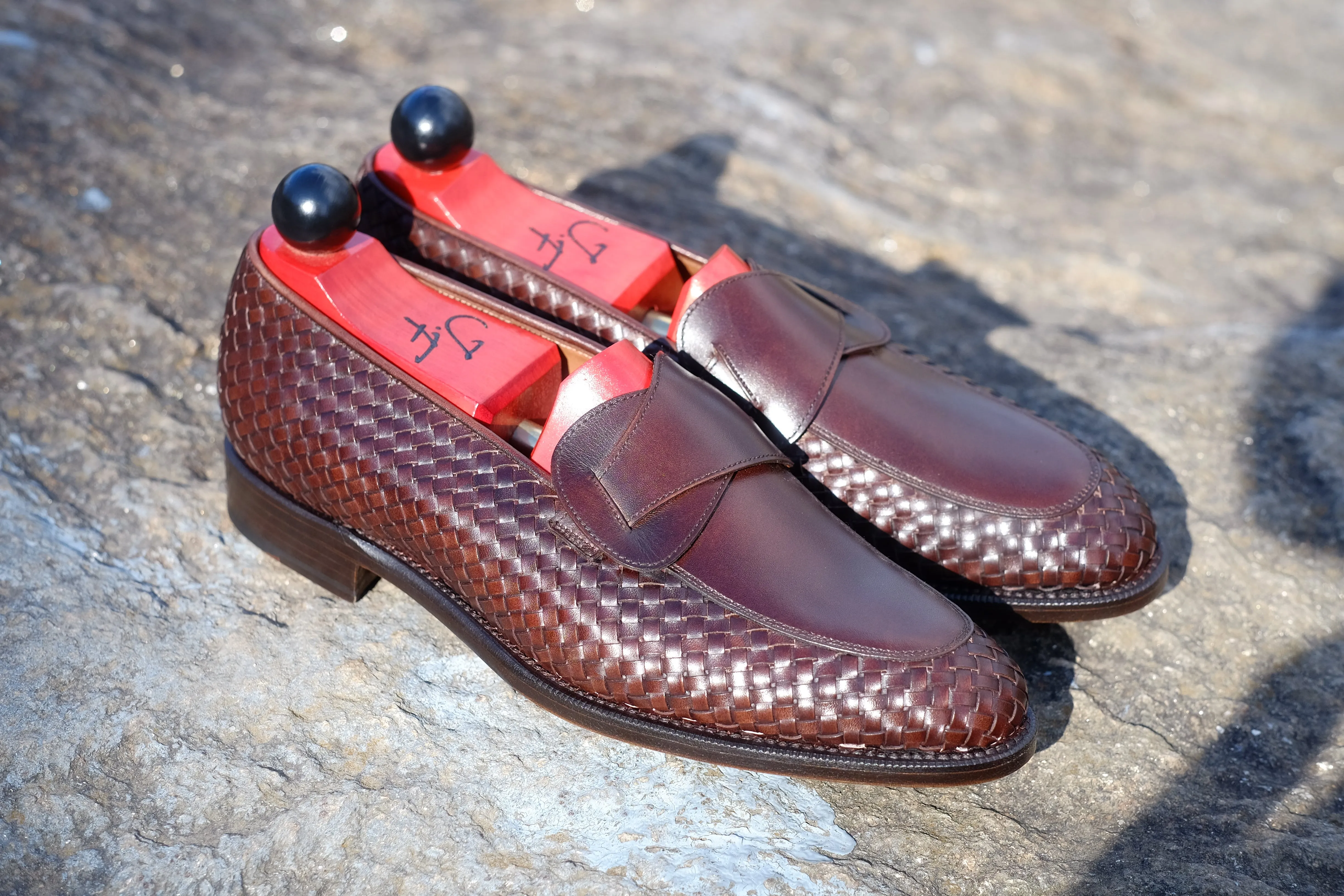 Meridian - MTO - Dark Chestnut Calf / Dark Chestnut Calf Braided - TMG Last - Single Leather Sole