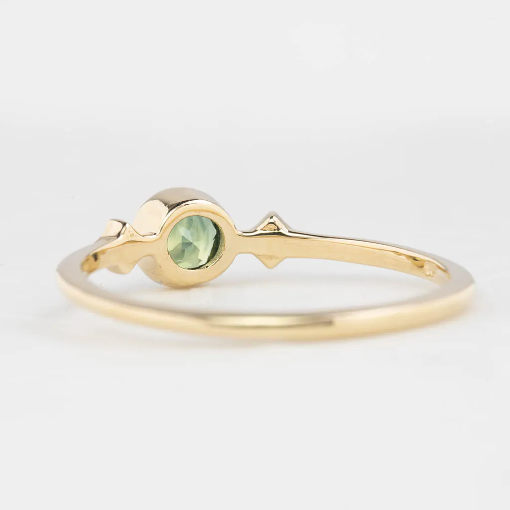 Moon & Star Ring 4.5mm 0.45ct Green Queensland Sapphire 14K Yellow Gold