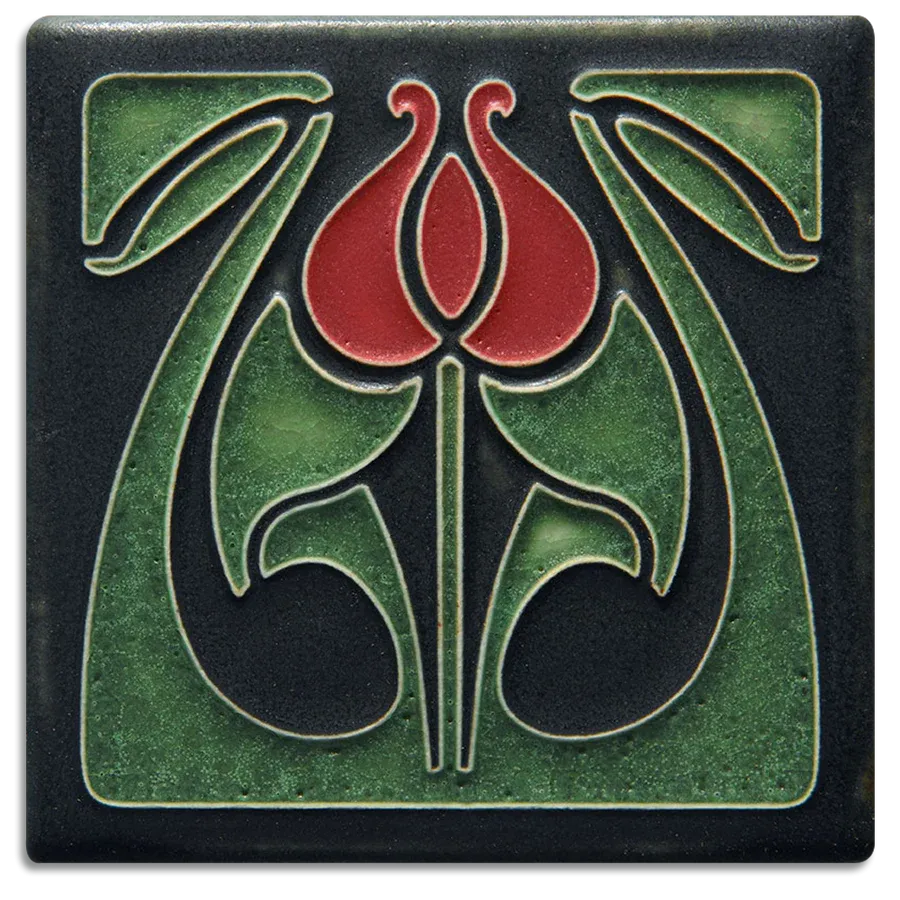 Motawi Tileworks - 4x 4 Tile - 'Tulip Bud' (Red)