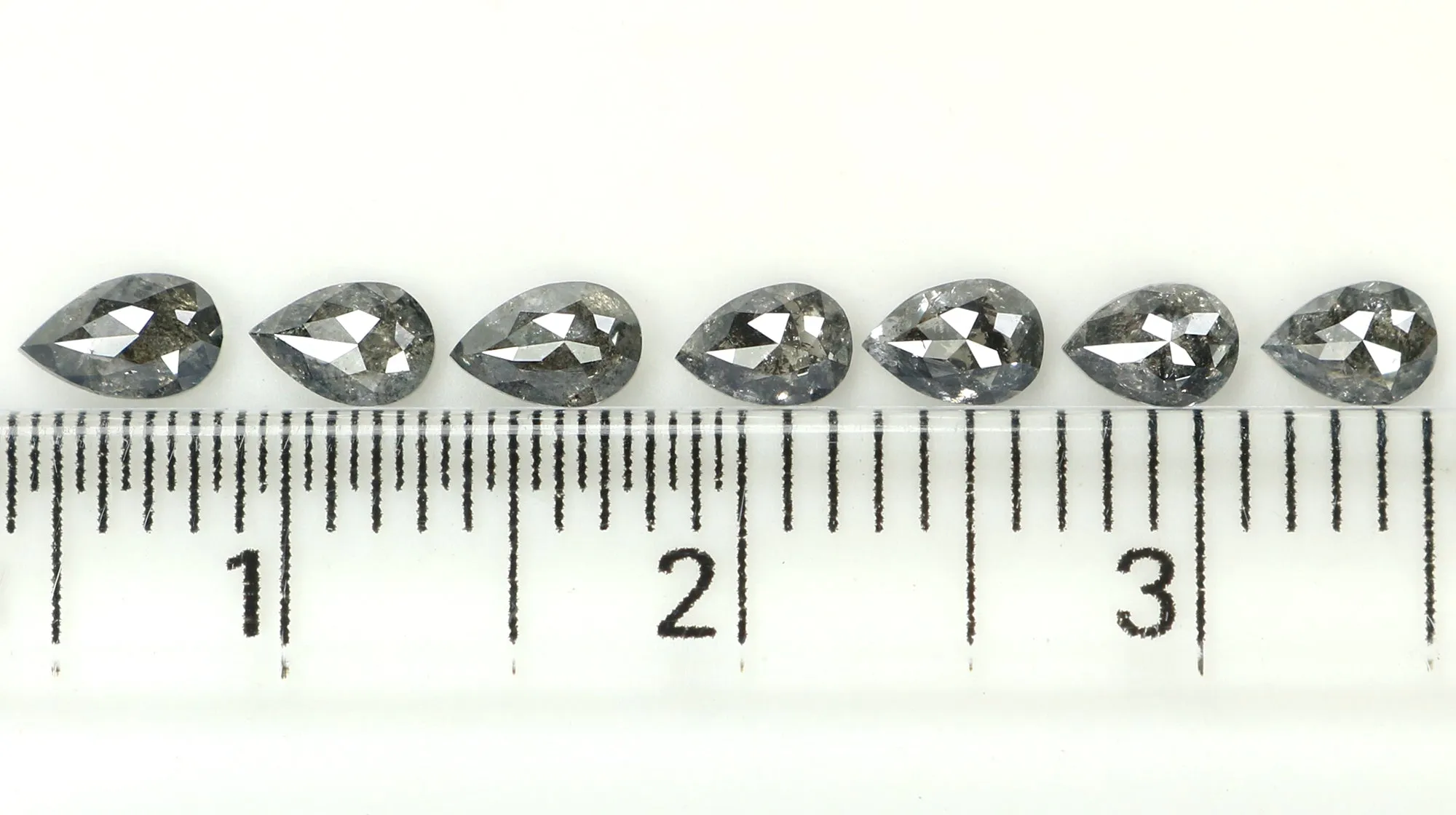 Natural Loose Pear Salt And Pepper Diamond Black Grey Color 1.06 CT 3.85 MM Pear Shape Rose Cut Diamond KDL1280