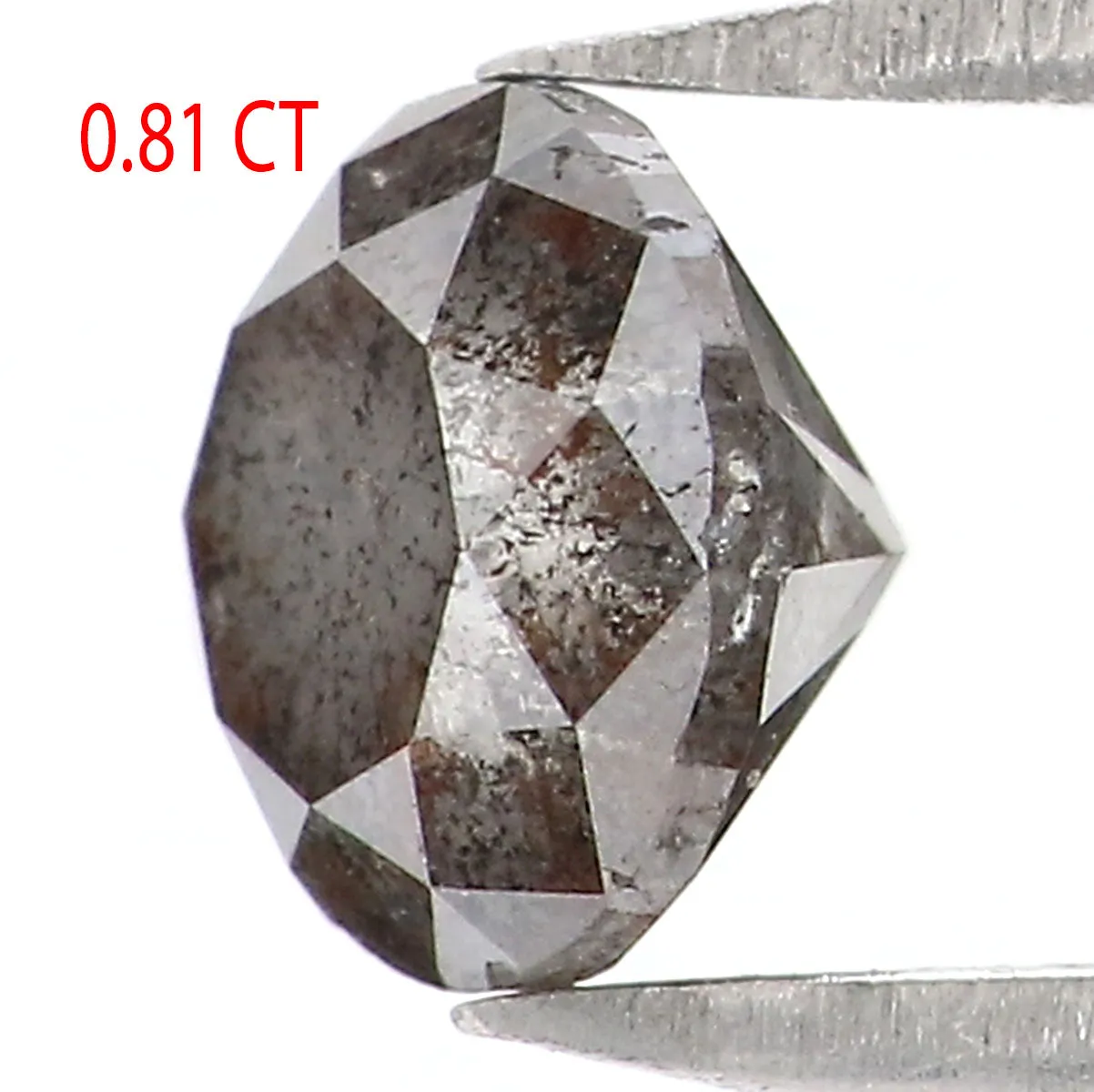 Natural Loose Round Brilliant Cut Salt And Pepper Diamond Black Color 0.81 CT 5.40 MM Round Shape Diamond L9412