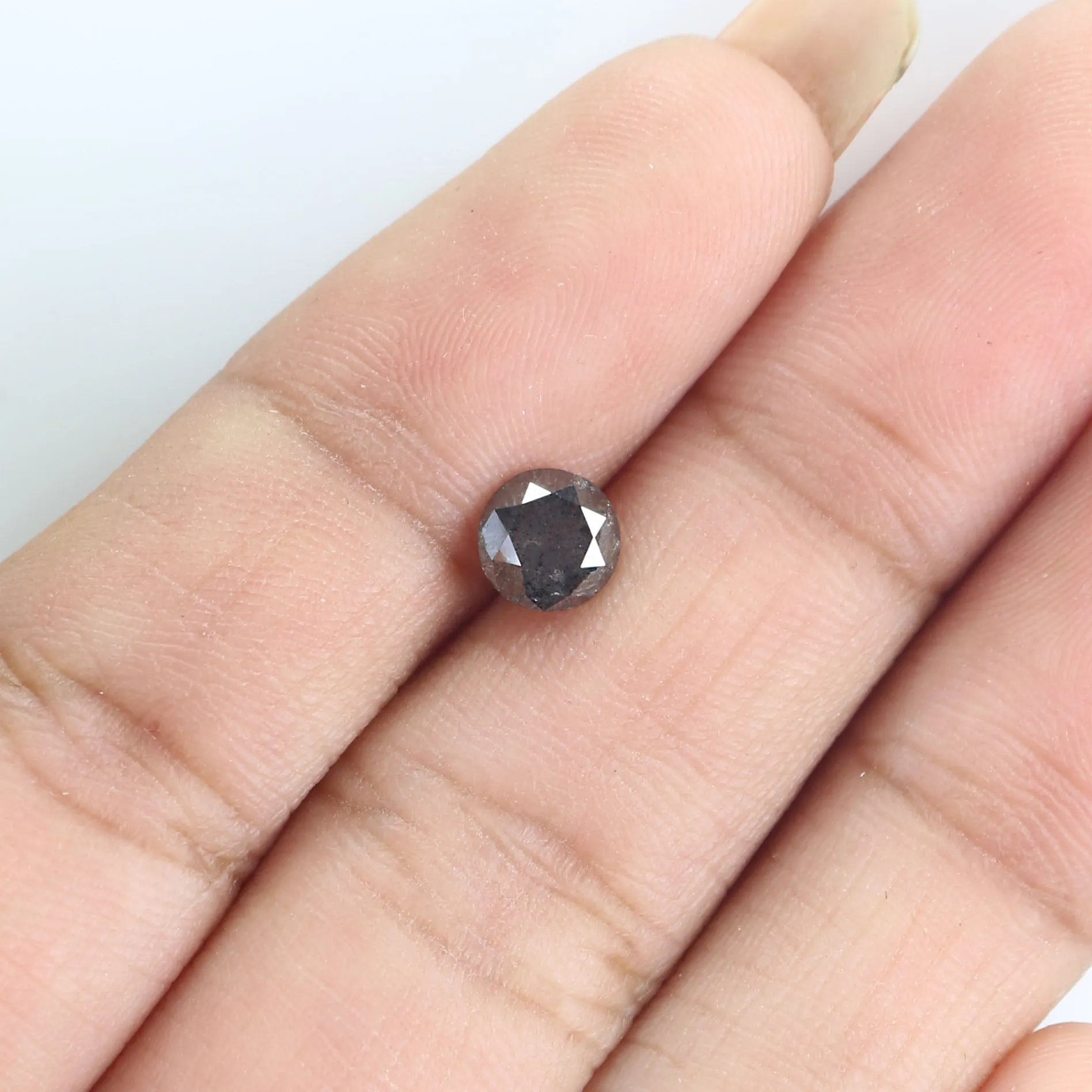 Natural Loose Round Brilliant Cut Salt And Pepper Diamond Black Color 0.81 CT 5.40 MM Round Shape Diamond L9412