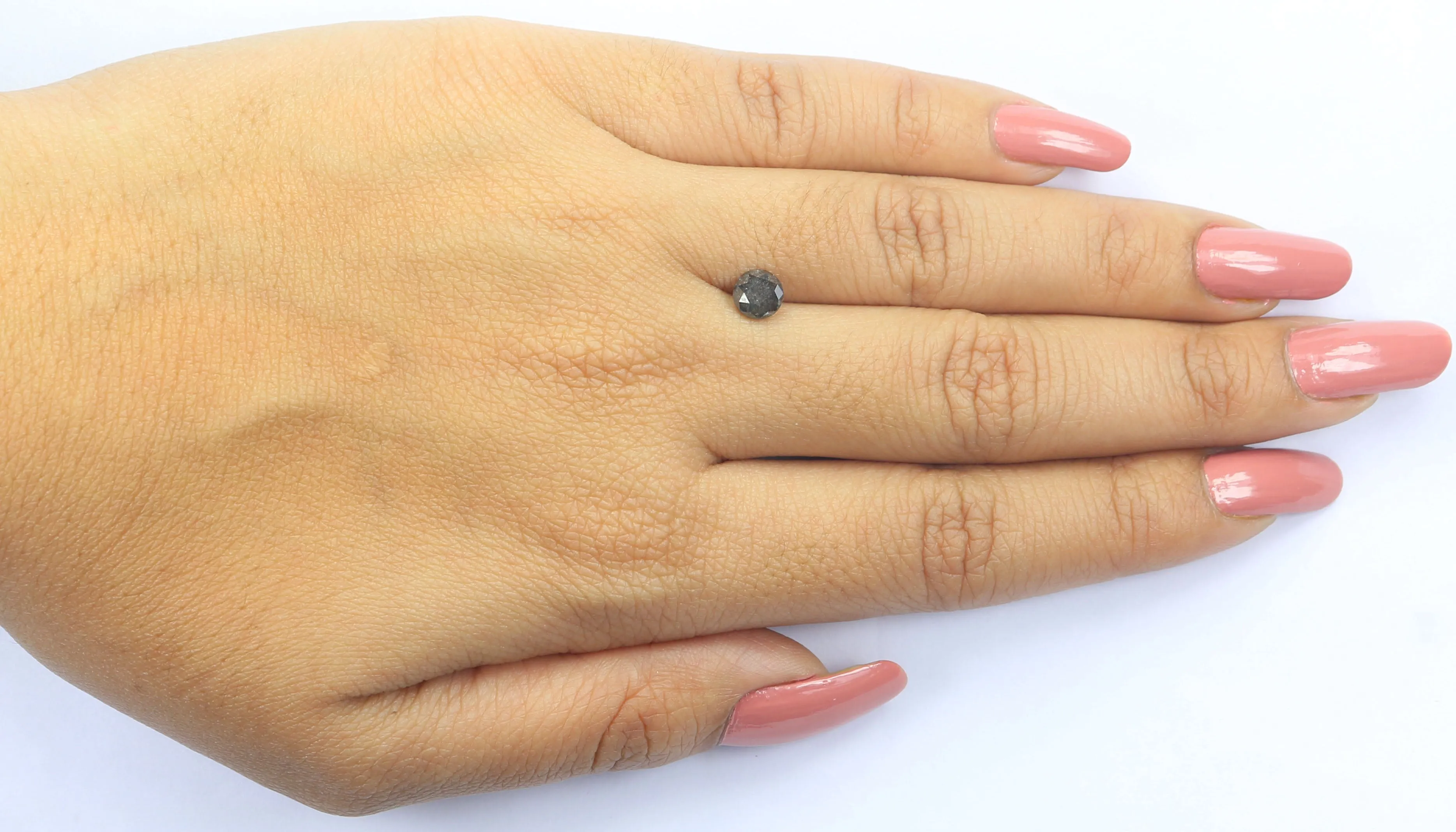 Natural Loose Round Brilliant Cut Salt And Pepper Diamond Black Color 0.81 CT 5.40 MM Round Shape Diamond L9412