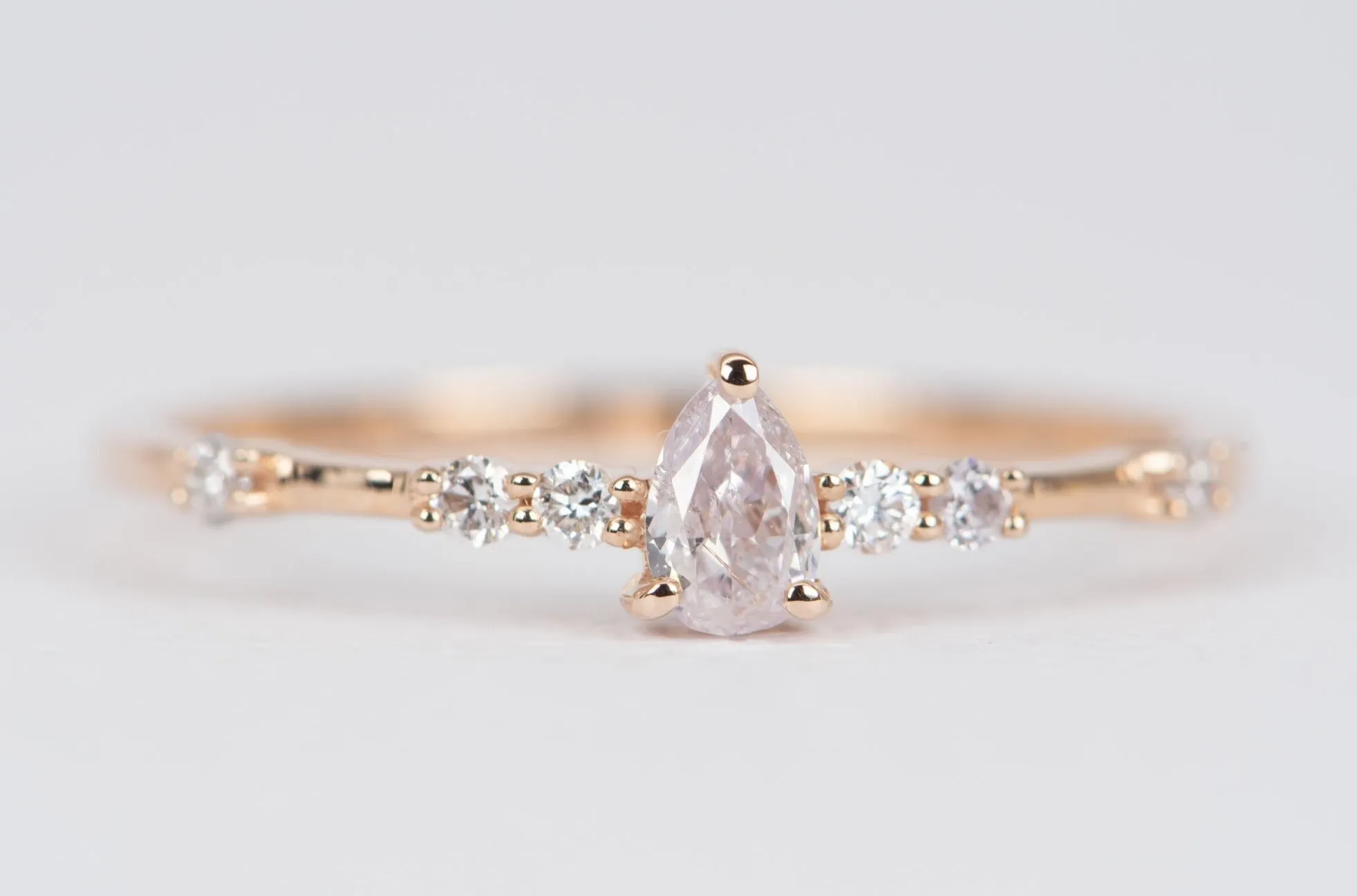 Natural Pear-Shape Pink Diamond Cluster Ring 14K Rose Gold R6514