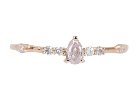 Natural Pear-Shape Pink Diamond Cluster Ring 14K Rose Gold R6514