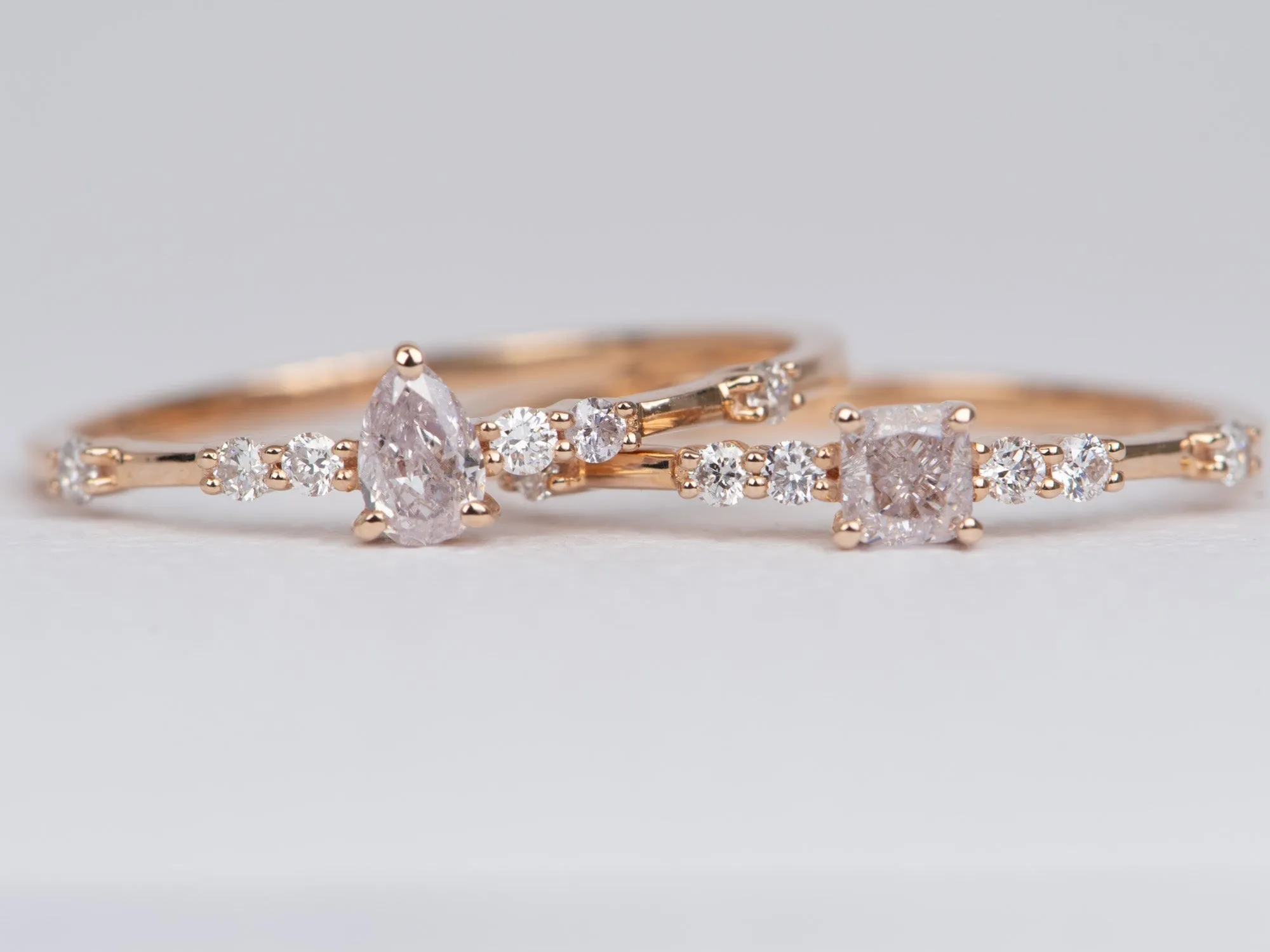 Natural Pear-Shape Pink Diamond Cluster Ring 14K Rose Gold R6514