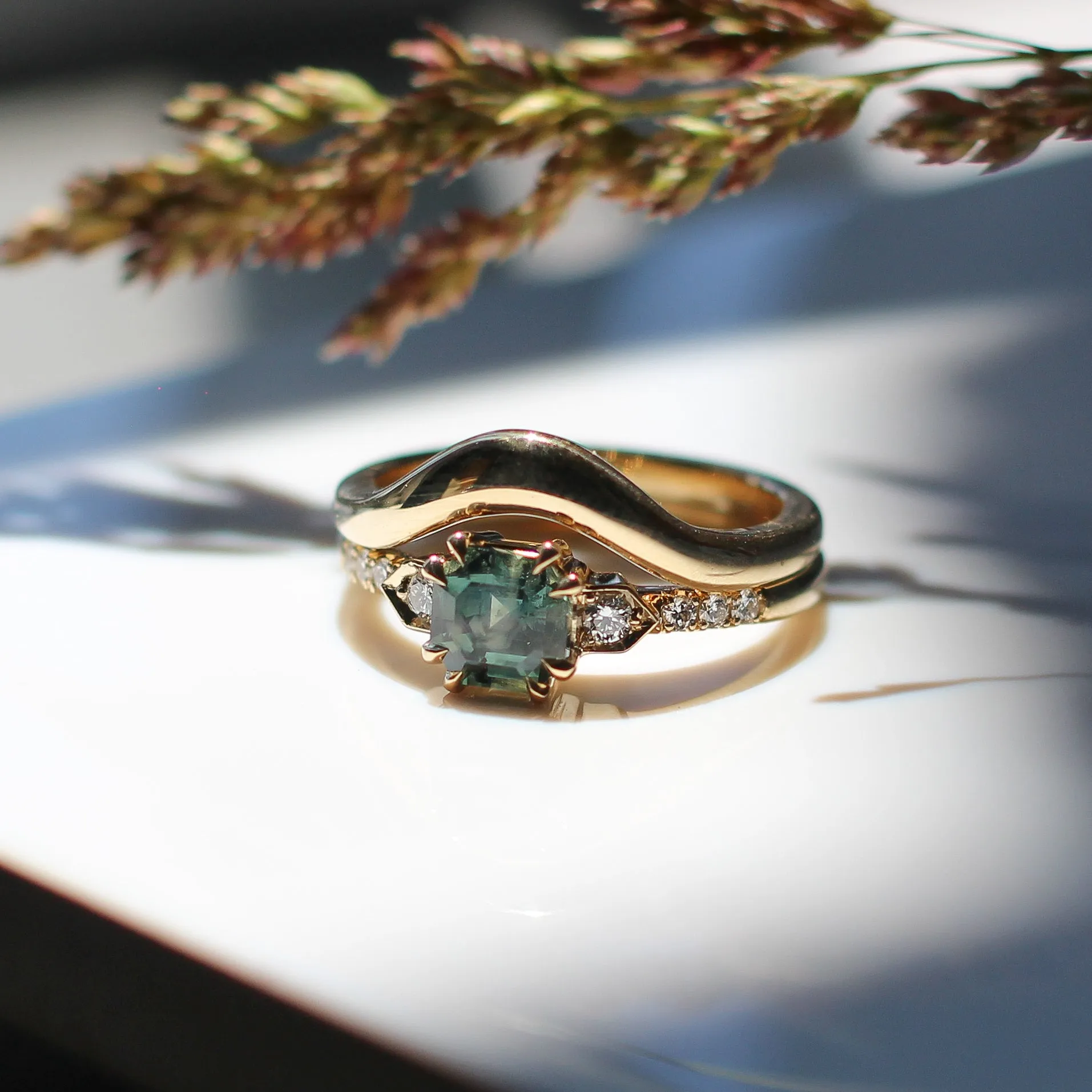 Nebula Green Montana Sapphire Ring