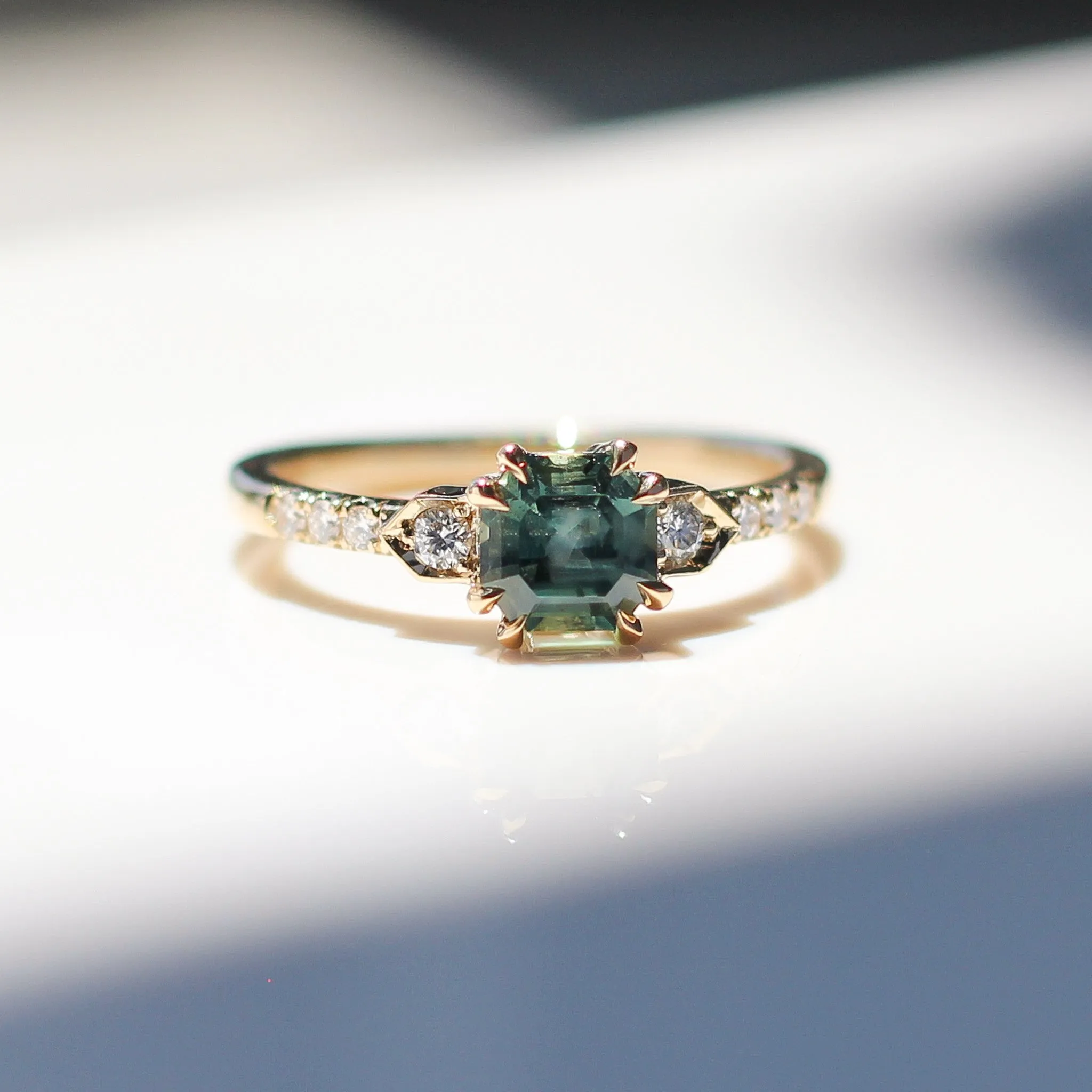 Nebula Green Montana Sapphire Ring