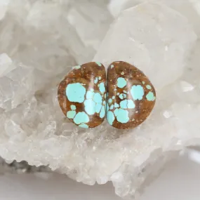 Nevada #8 Mine Turquoise Cabochon Earring Pair 23x16mm Sky Blue