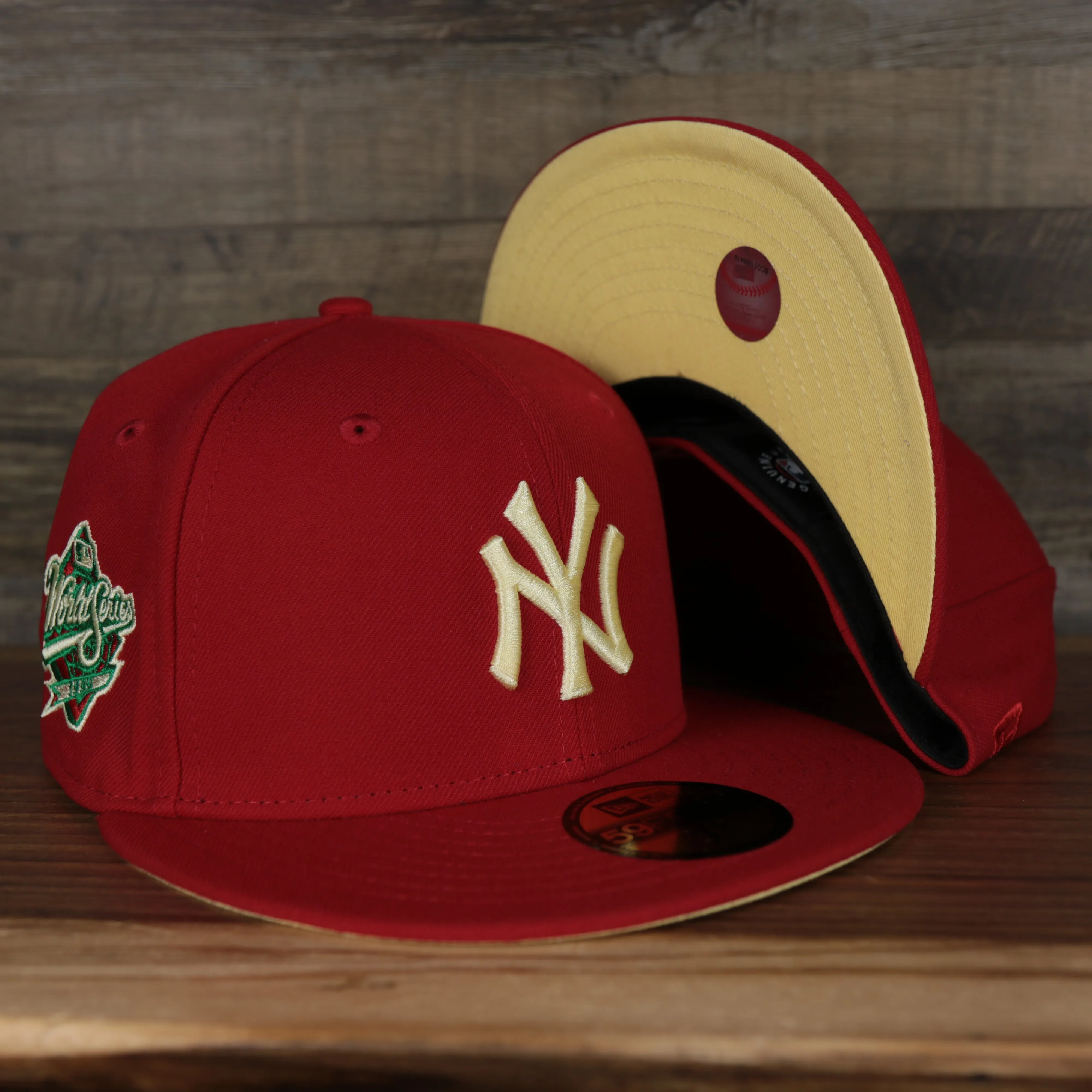 New York Yankees 1999 World Series Side Patch Yellow Bottom 59Fifty Fitted Cap | Red | State Fruit