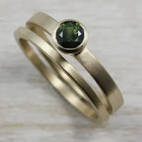 Olive Green Sapphire Solitaire in 14k Yellow Gold