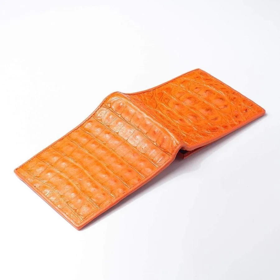 One of A Kind Orange Hornback Crocodile Wallet