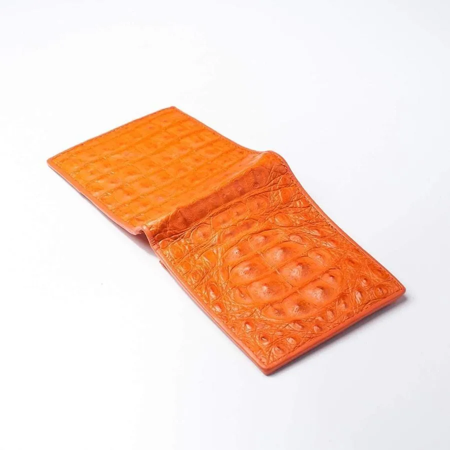 One of A Kind Orange Hornback Crocodile Wallet