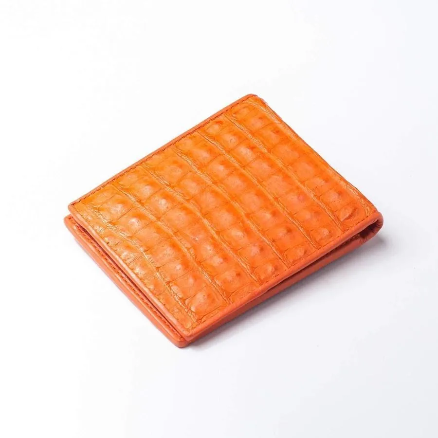 One of A Kind Orange Hornback Crocodile Wallet