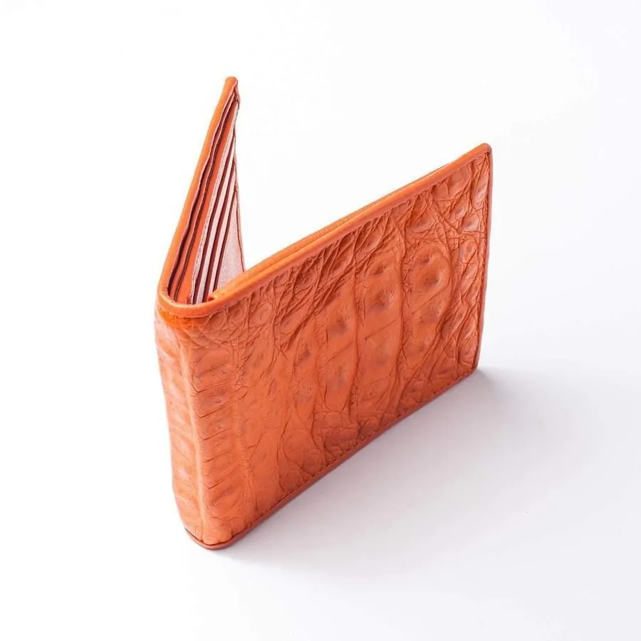 One of A Kind Orange Hornback Crocodile Wallet