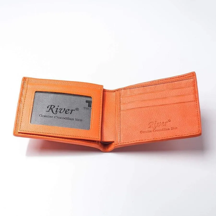 One of A Kind Orange Hornback Crocodile Wallet