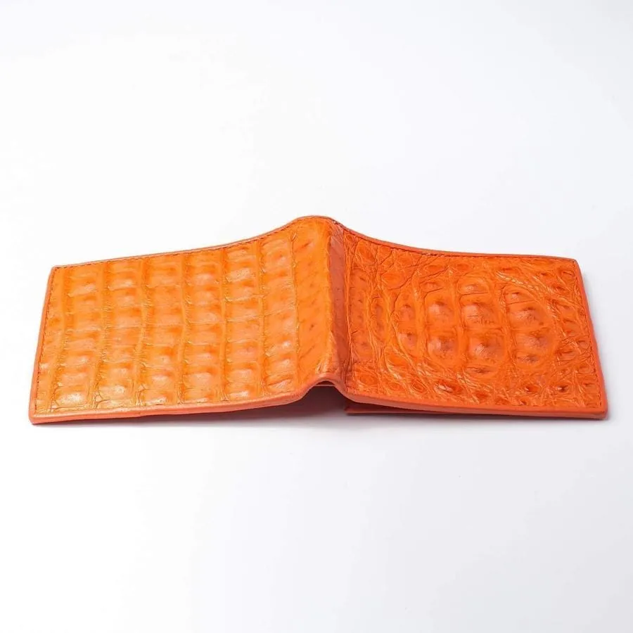 One of A Kind Orange Hornback Crocodile Wallet