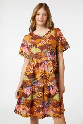 Patchwork Landscape Smock Dress