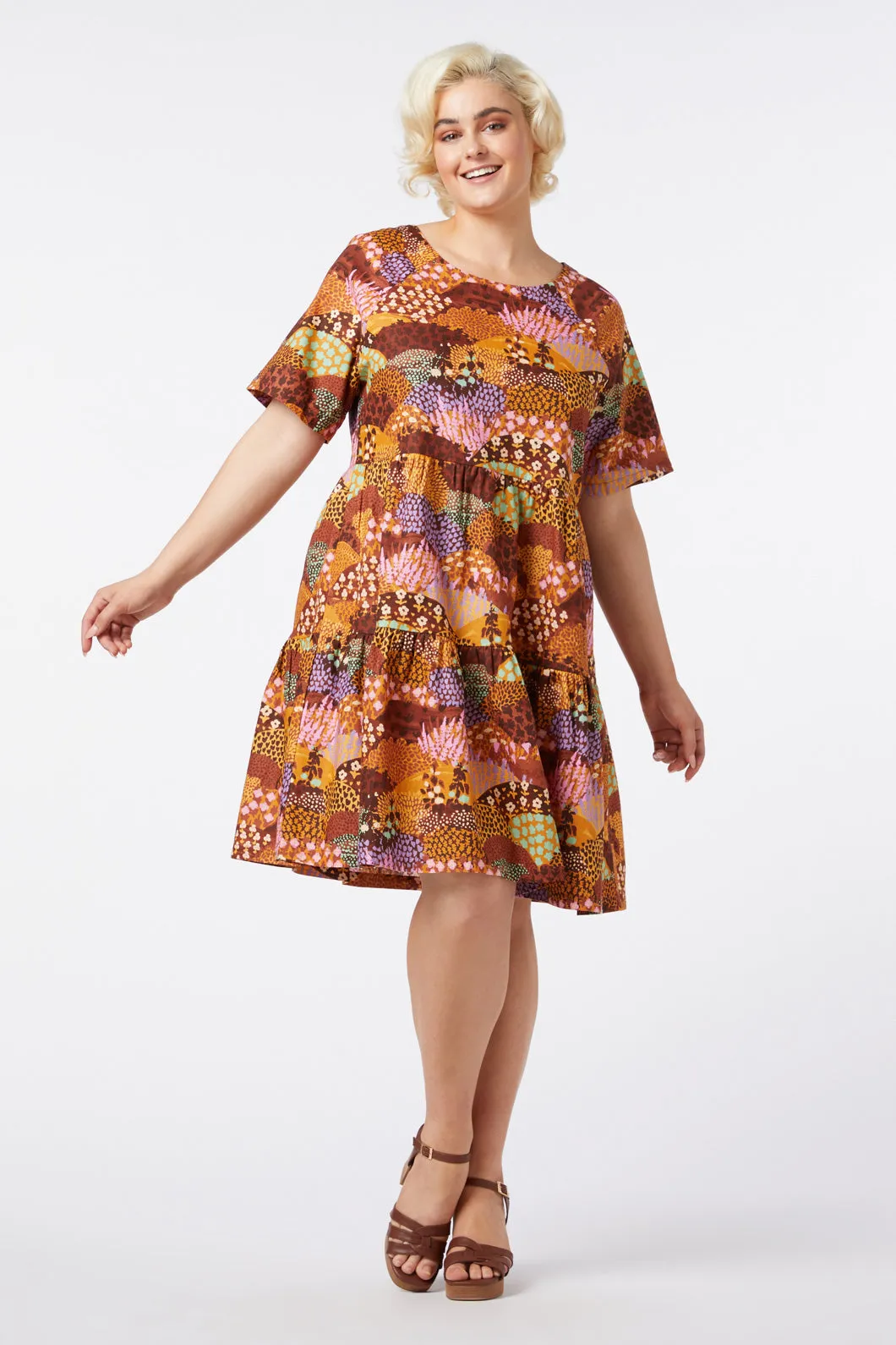 Patchwork Landscape Smock Dress