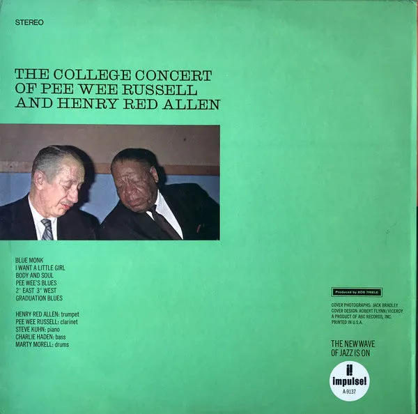 Pee Wee Russell And Henry Red Allen ~ The College Concert Of Pee Wee Russell And Henry Red Allen