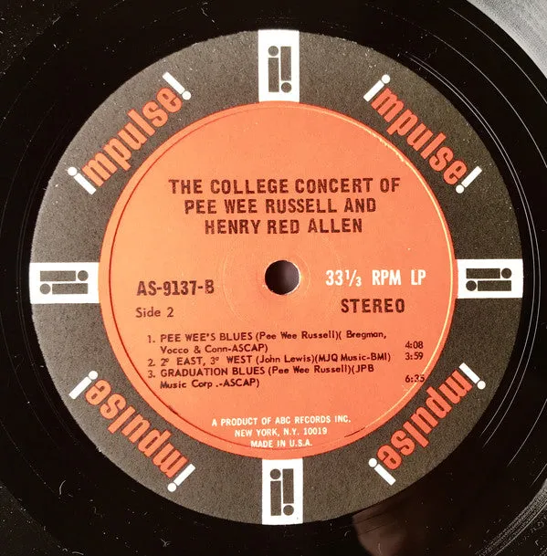 Pee Wee Russell And Henry Red Allen ~ The College Concert Of Pee Wee Russell And Henry Red Allen