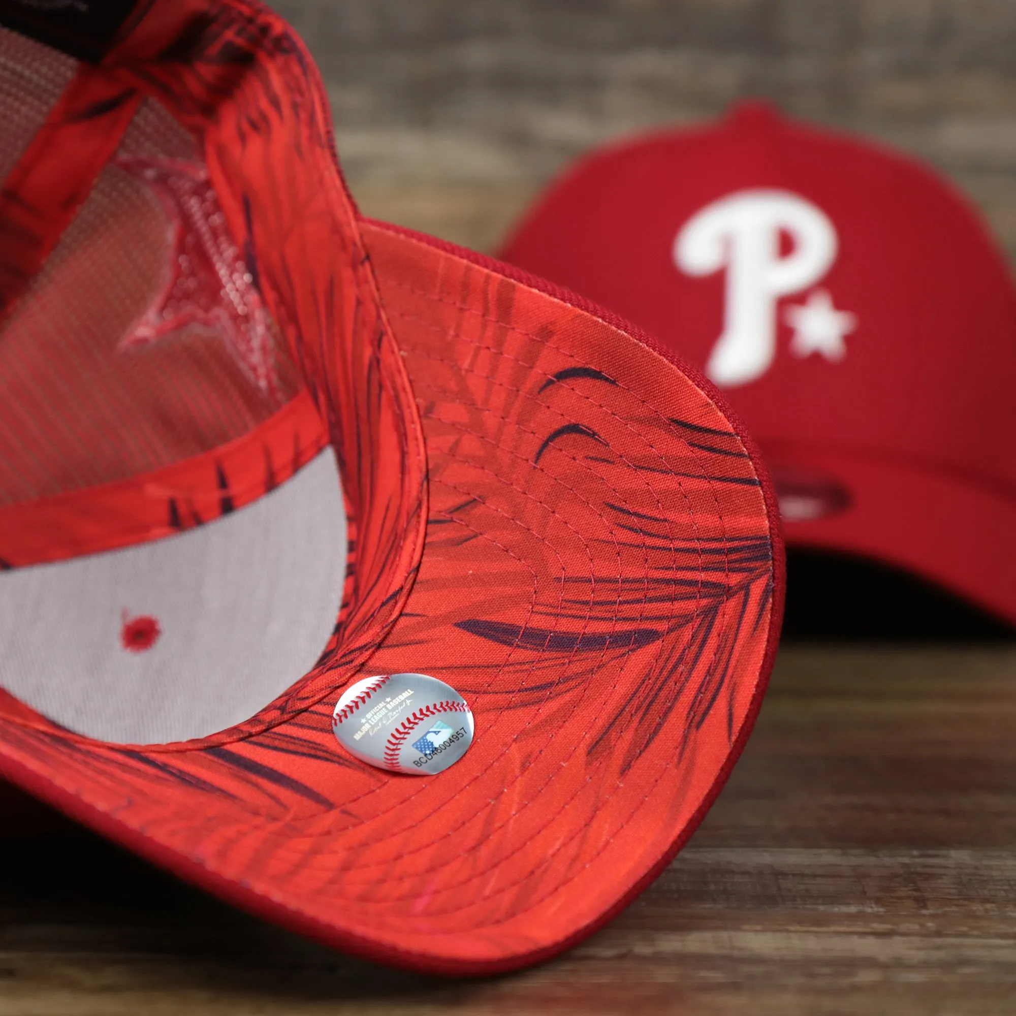 Philadelphia Phillies Metallic All Star Game MLB 2022 Side Patch 9Forty Mesh Trucker | ASG 2022 Red Trucker Hat