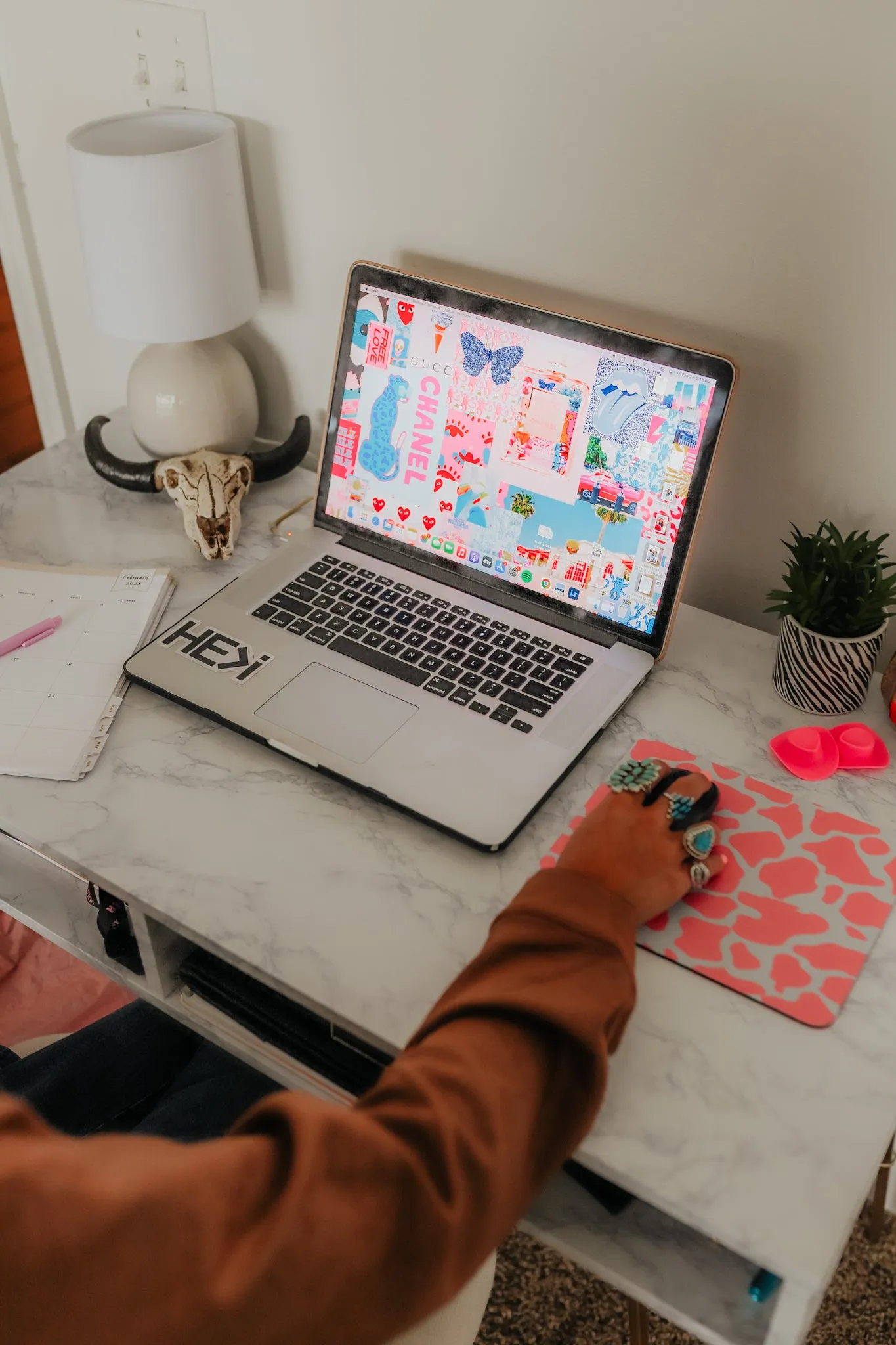 Pink Cowhide Mouse Pad