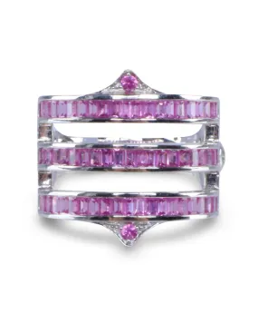 Pink Sapphire Triple Band Gothic Ring