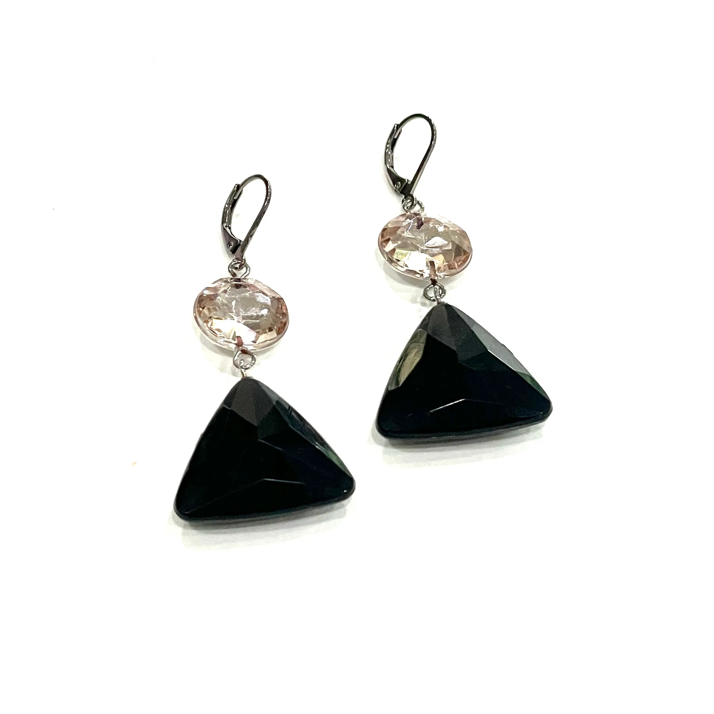 Pink Shine & Black Facet Trinket Earrings