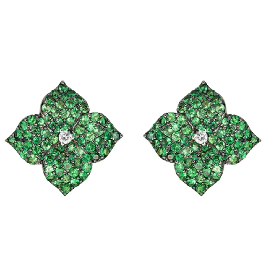 Piranesi Large Green Tsavorite Floral Stud Earrings