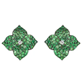 Piranesi Large Green Tsavorite Floral Stud Earrings