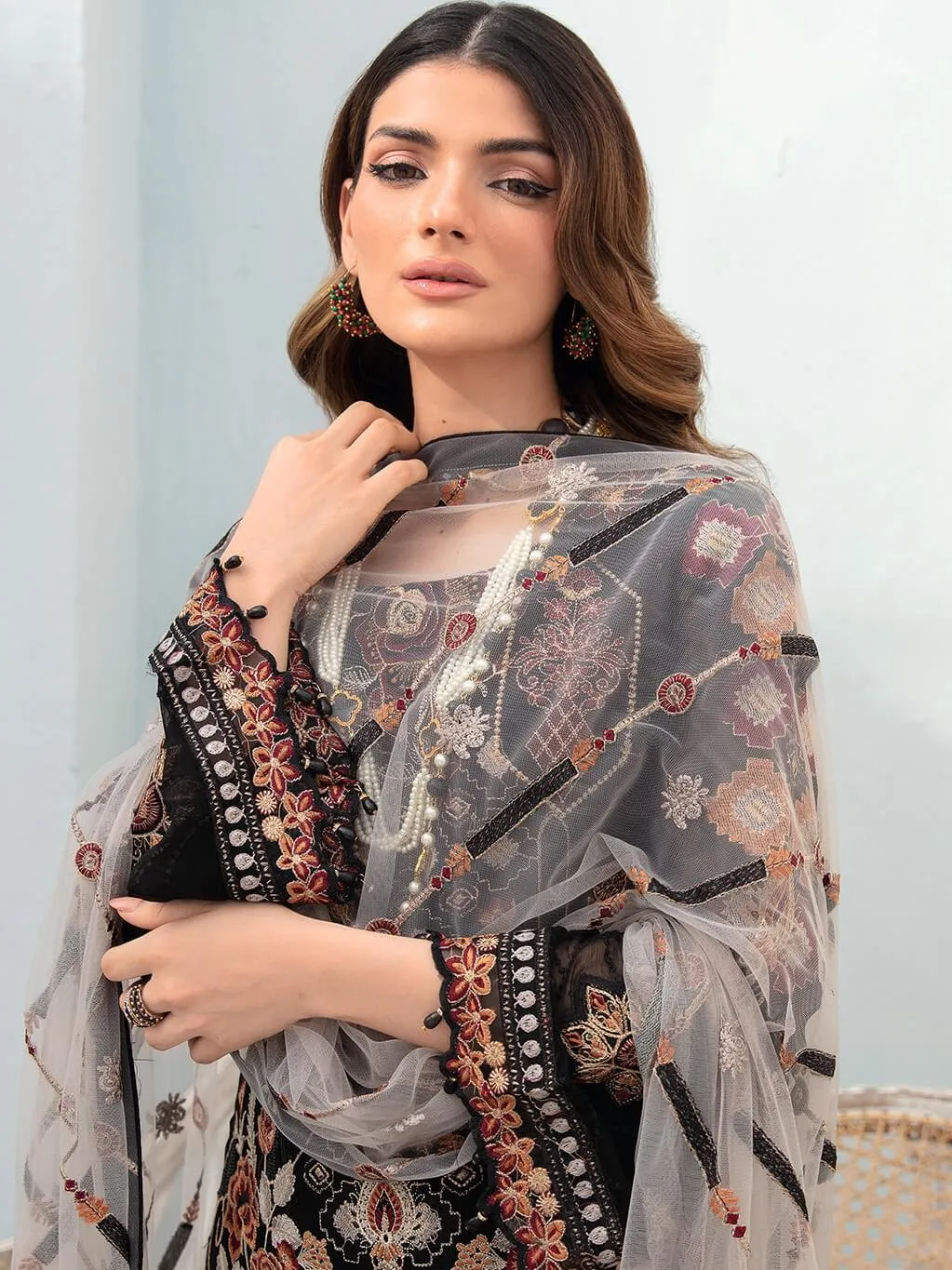 Ramsha Chevron Vol-07 Embroidered Chiffon Unstitched 3Pc Suit A-707