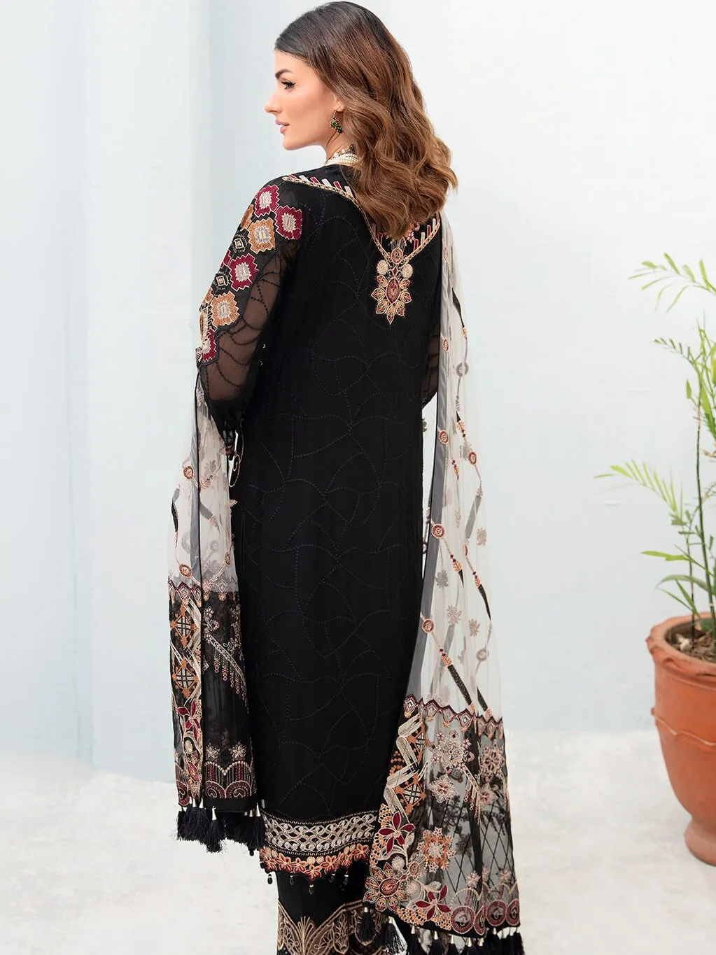 Ramsha Chevron Vol-07 Embroidered Chiffon Unstitched 3Pc Suit A-707