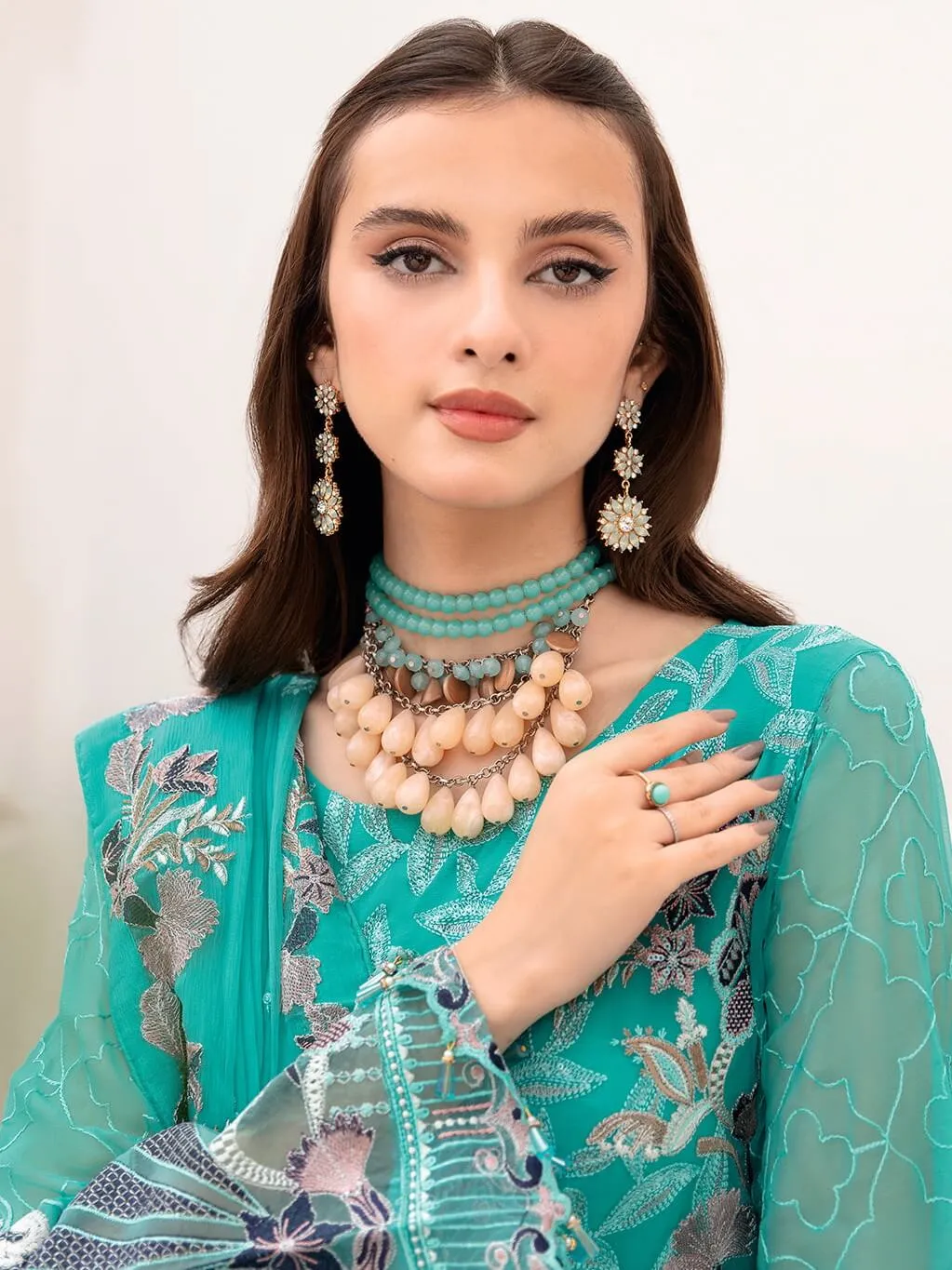 Ramsha Chevron Vol-07 Embroidered Chiffon Unstitched 3Pc Suit A-708