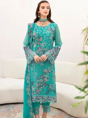 Ramsha Chevron Vol-07 Embroidered Chiffon Unstitched 3Pc Suit A-708