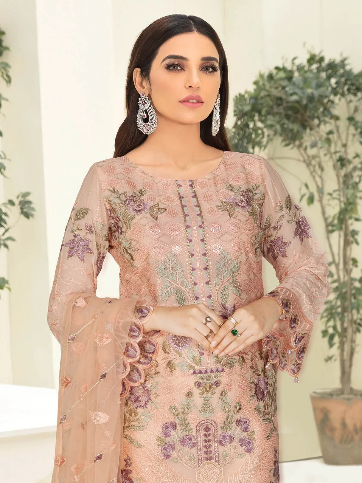 Ramsha Nayab Embroidered Chiffon Unstitched 3 Piece Suit N-304