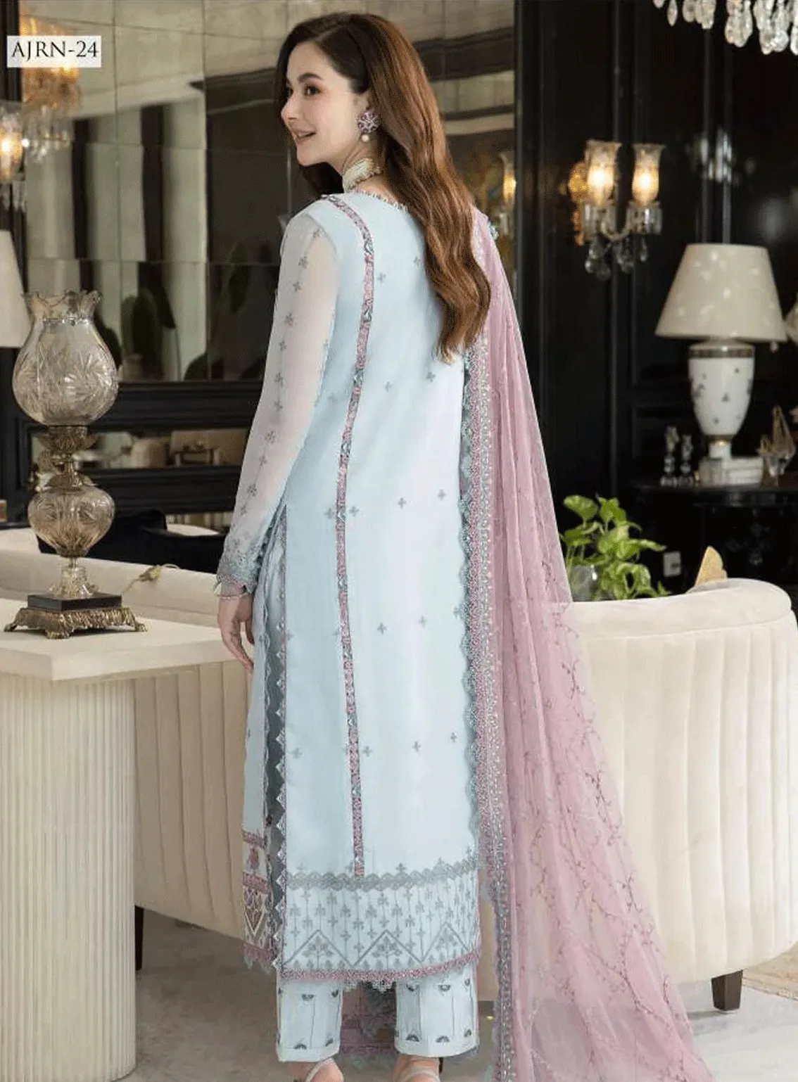 Rang-E-Noor By Asim Jofa Embroidered Chiffon Unstitched 3 Piece Suit - AJRN-24