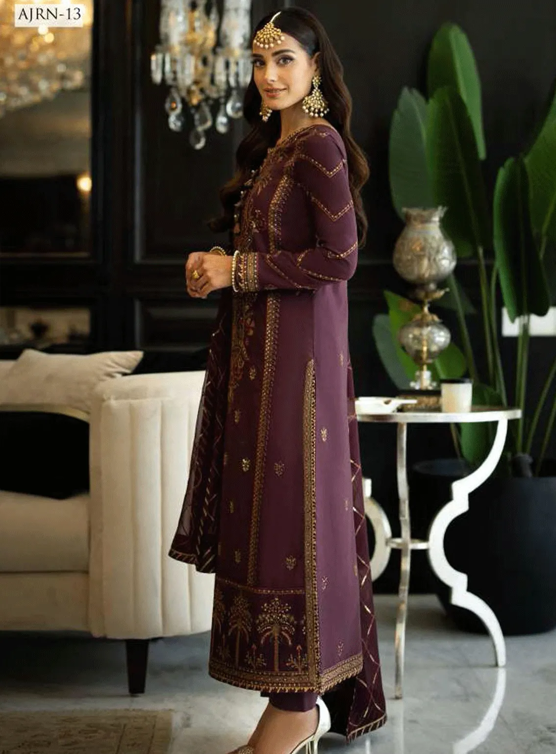 Rang-E-Noor By Asim Jofa Embroidered Lawn Silk Unstitched 3 Piece Suit - AJRN-13