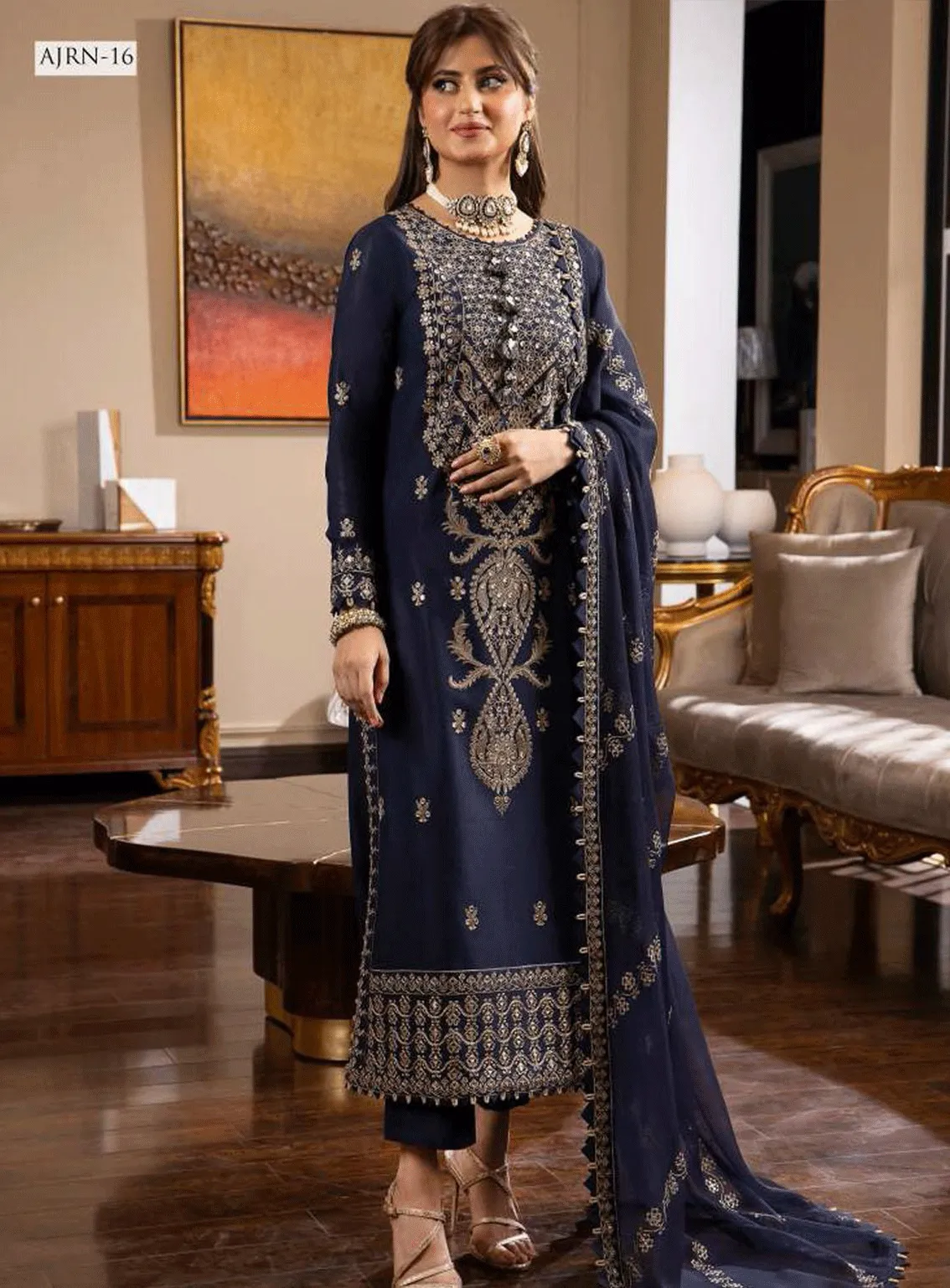 Rang-E-Noor By Asim Jofa Embroidered Lawn Silk Unstitched 3 Piece Suit - AJRN-16