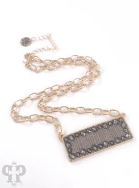 Rectangle Bar Necklace Gray - Pink Panache