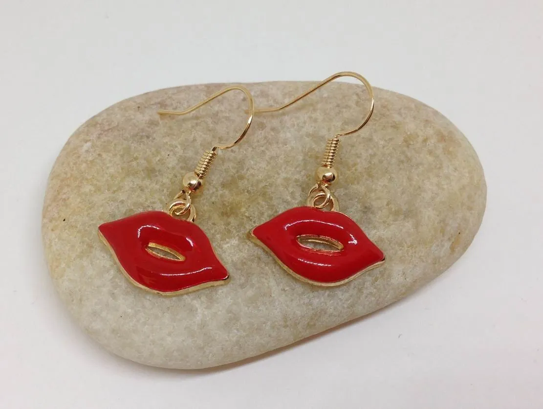 Red Lips Earrings, Statement Earrings